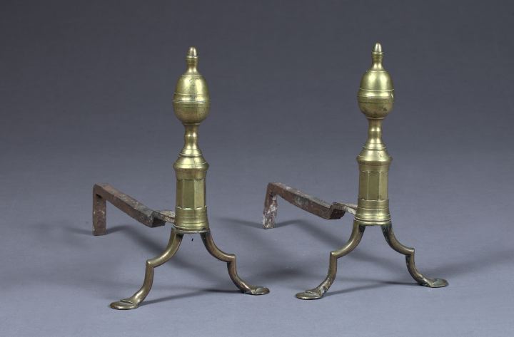 Appraisal: Good Rare Diminutive Pair of American Andirons and a Four-Piece