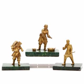 Appraisal: Group of Three Antique Russian Gilt Bronze Figures circa finely