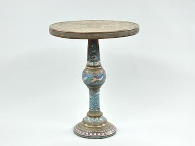 Appraisal: A Champleve Pedestal Table Measuring approx H x - D