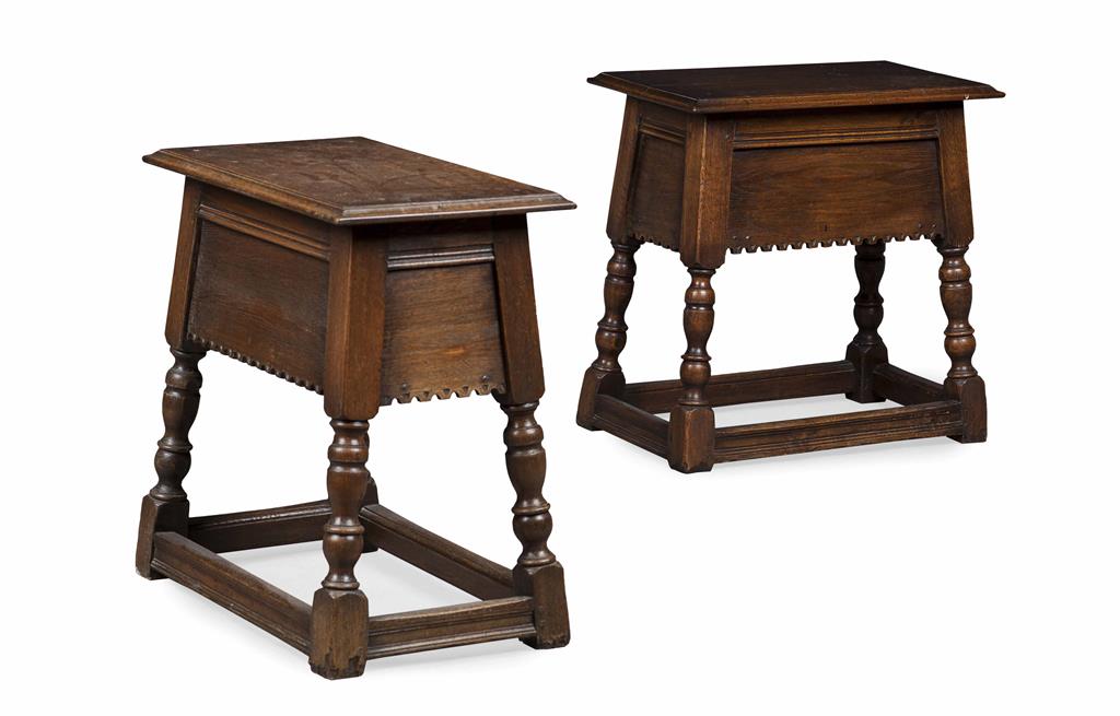 Appraisal: PAIR OF OAK SIDE TABLES MODERN in the th century