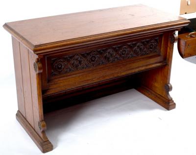 Appraisal: A Victorian Gothic Revival oak altar table the top with