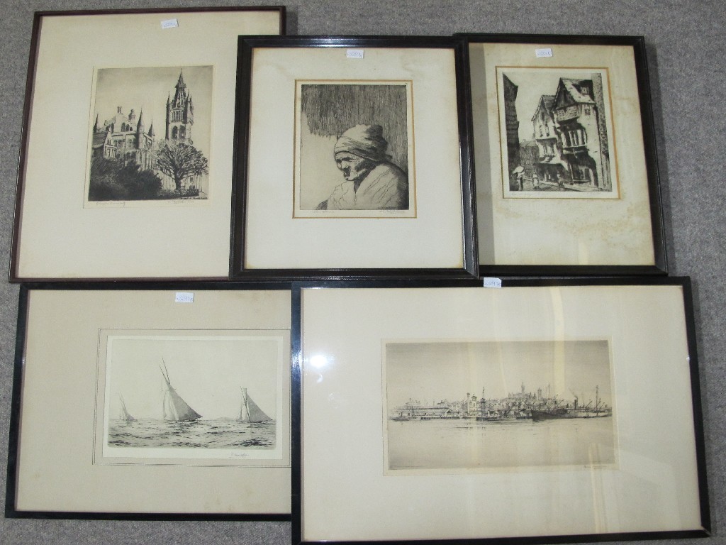 Appraisal: Lot comprising five etchings to include JAMES McINTYRE STEWART COLLIE