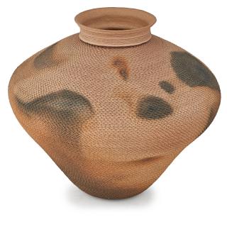 Appraisal: RICHARD ZANE SMITH OLLA Large textured pot with fluted mouth