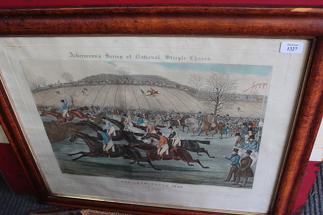 Appraisal: A HAND COLOURED PRINT depicting the start of the steeple-chase