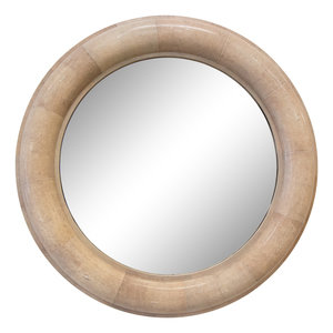 Appraisal: Large Shagreen Beveled Circular Mirror by Karl Springer Mid- th