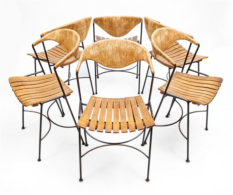 Appraisal: ARTHUR UMANOFF FOR RAYMOR SIX DINING CHAIRS Painted metal wood