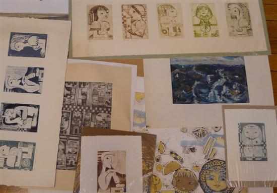 Appraisal: A GROUP OF SEVEN SIGRID LANKAU-KUBITZ ARTWORKS INCLUDING SIX ETCHINGS