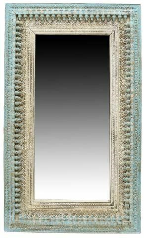 Appraisal: Large carved and painted mirror India late th c rectangular