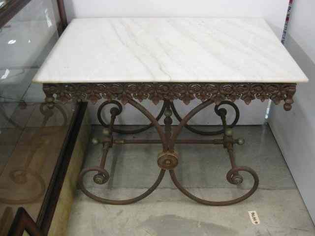 Appraisal: Cast Iron Marble Top Baker's Table Victorian '' tall ''