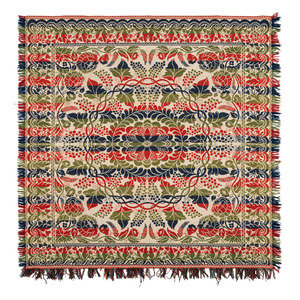 Appraisal: Three Jacquard Woven Coverlets th Century comprising a tricolor example