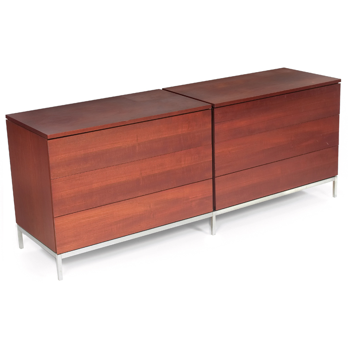 Appraisal: Florence Knoll double cabinet by Knoll walnut divided form with