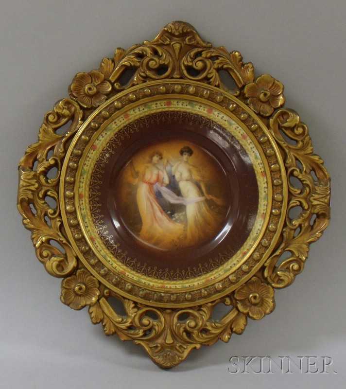 Appraisal: Gold-painted Gesso and Wood Framed Czech Gilt and Transfer Portrait