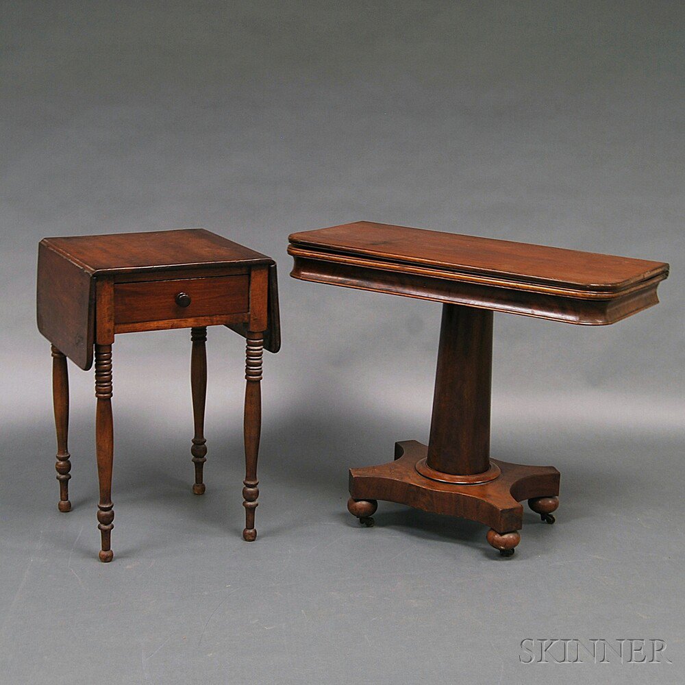 Appraisal: Federal Cherry One-drawer Worktable and a William IV Mahogany Game