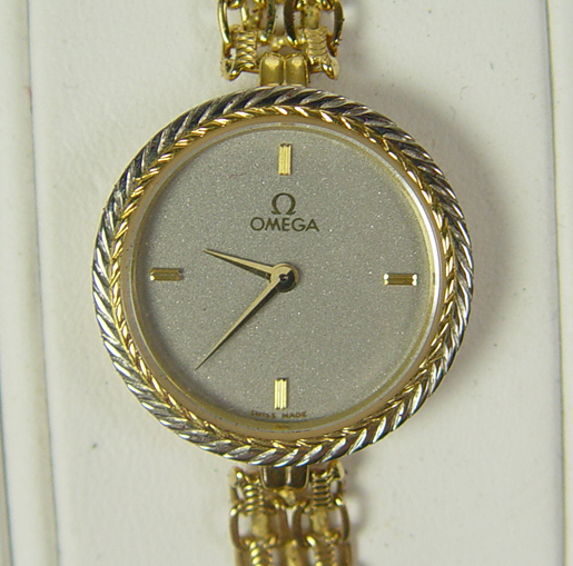 Appraisal: Ladies K Two-Tone Omega Quartz Watch Retro-fitted K bracelet Running