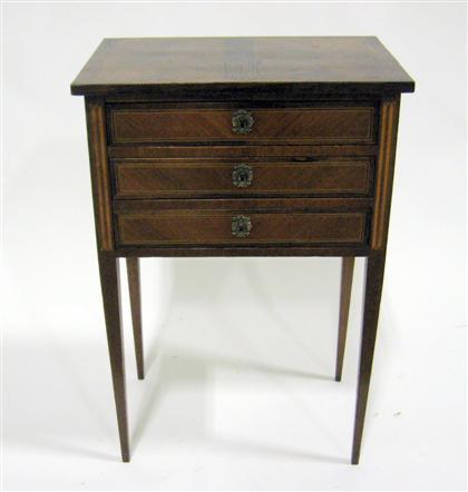 Appraisal: Transitional style kingwood amaranth and sycamore work table The rectangular