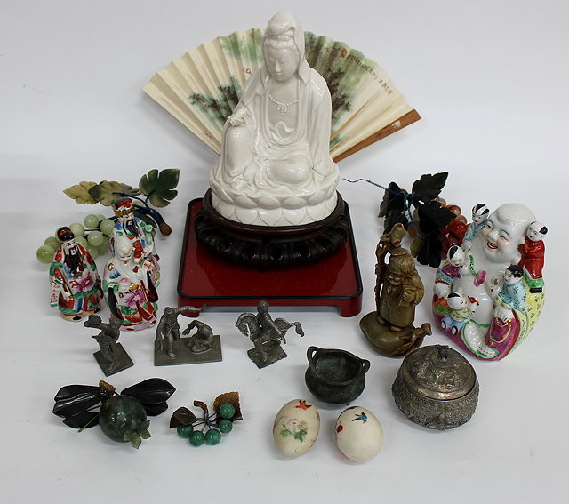 Appraisal: MISCELLANEOUS ORIENTAL ITEMS to include a white metal jar and