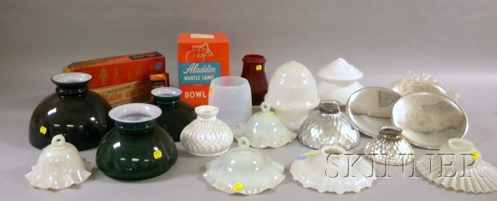 Appraisal: Approximately Forty-one Assorted Glass Lamp Shades and Four Aladdin Lamp