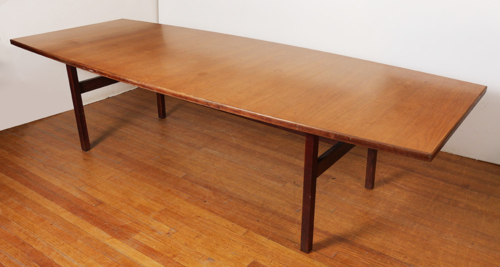 Appraisal: JENS RISOM MID CENTURY CONFERENCE TABLE Slightly tapered veneer top