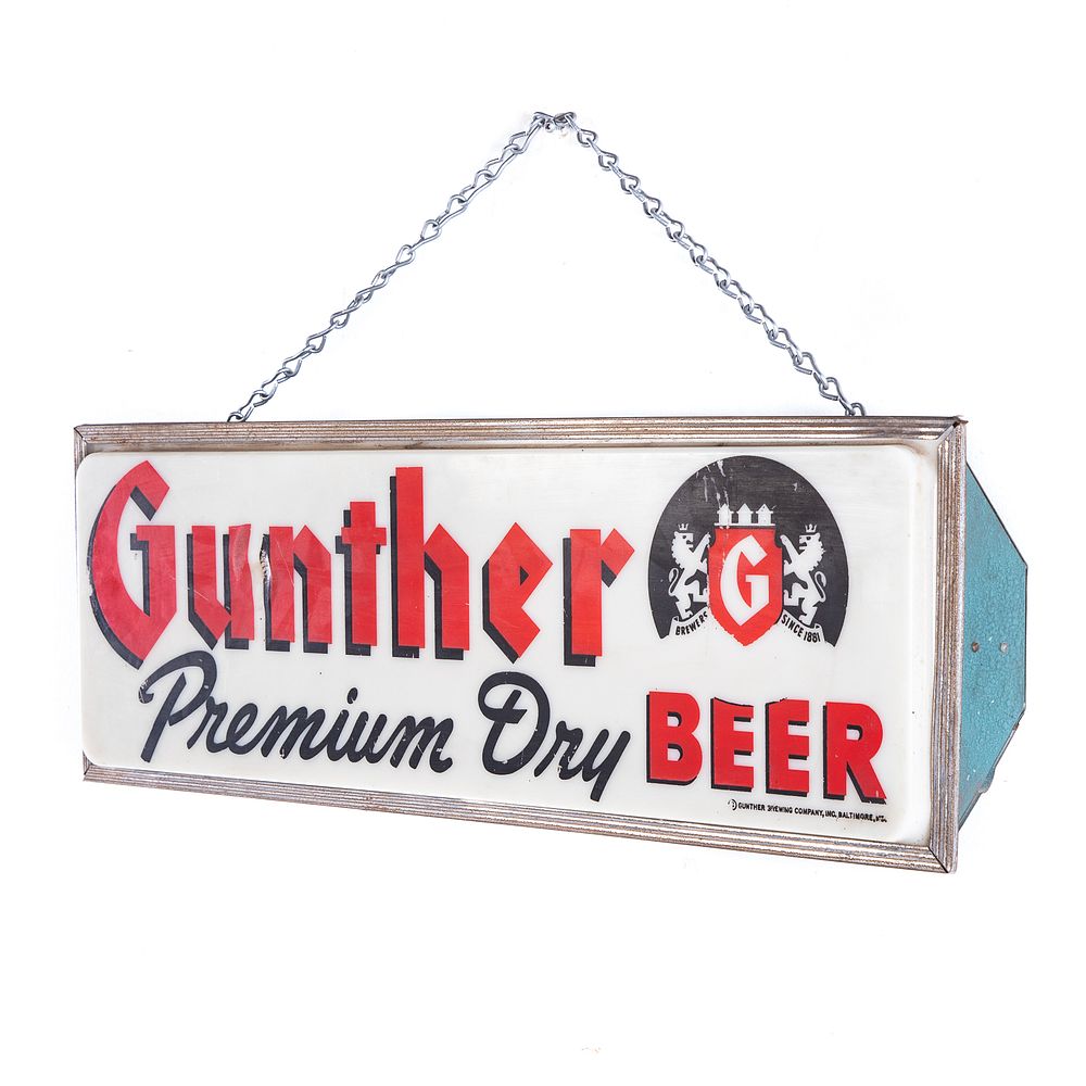 Appraisal: Gunther Beer Illuminated Bar Advertising Sign Circa s- s rectangular