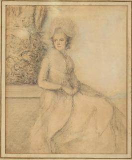 Appraisal: Unsigned Portrait Of Seated Woman Depicting a woman in th