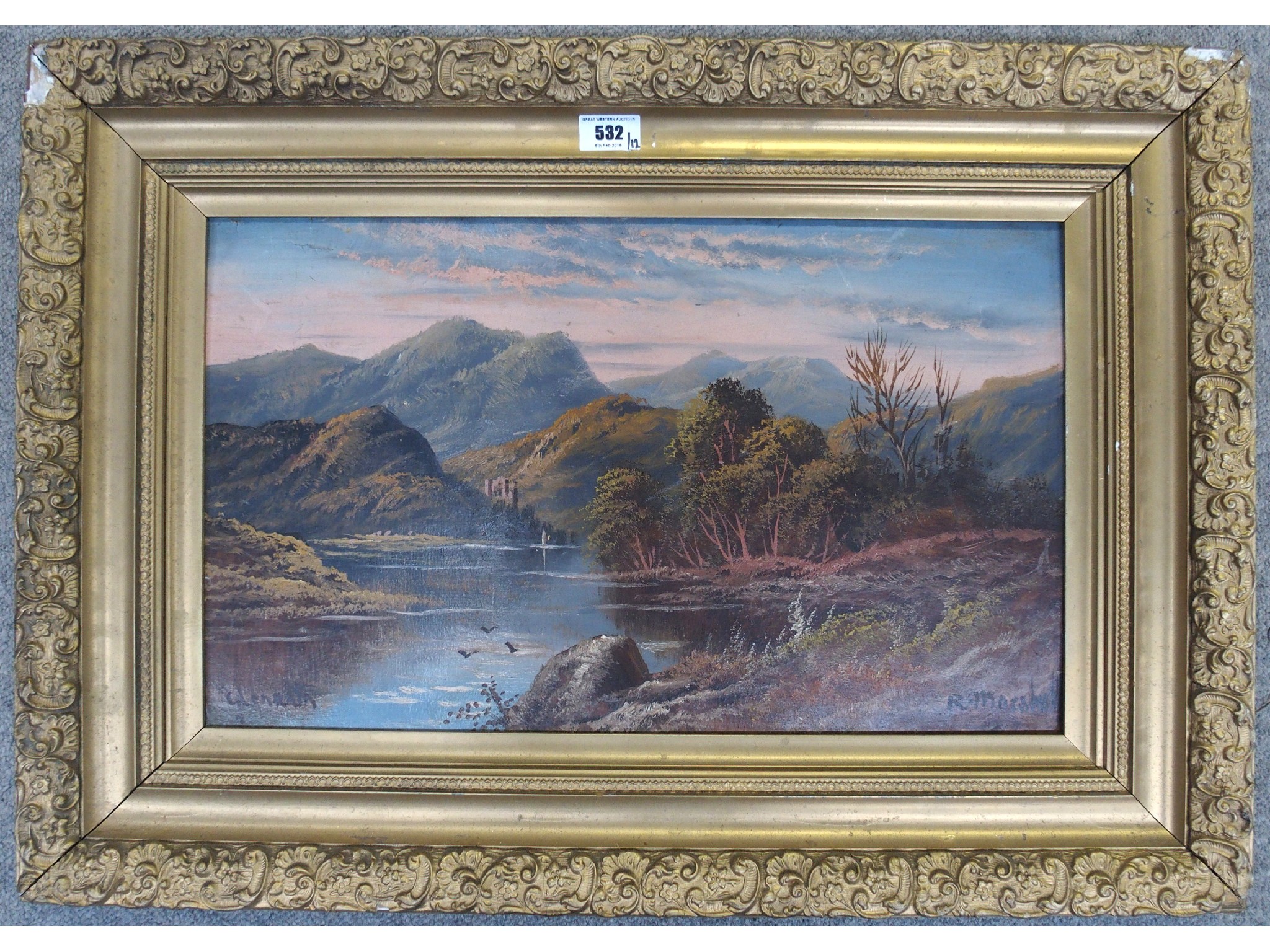 Appraisal: R MARSHALL Highland Loch signed oil on panel various miscellaneous