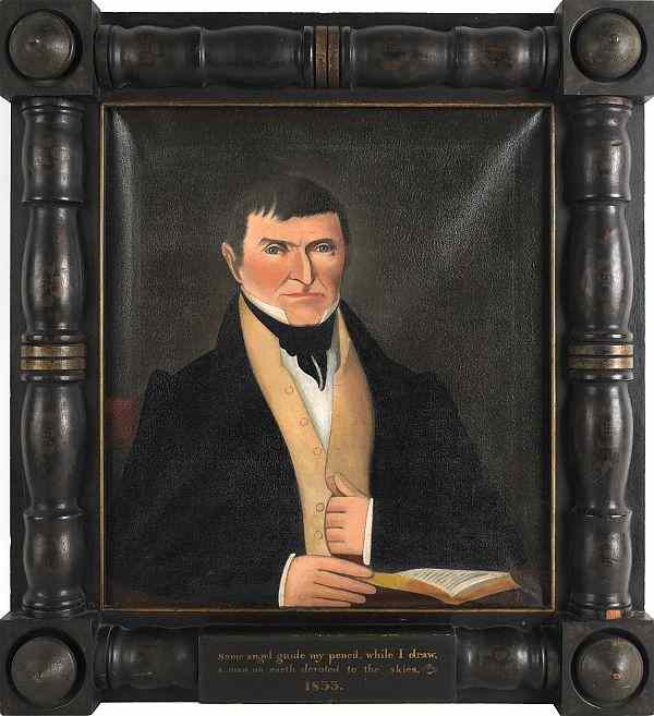 Appraisal: American oil on canvas folk portrait of a gentleman th