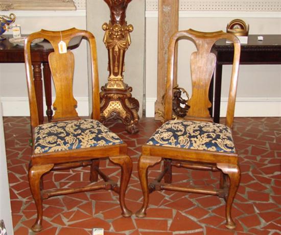 Appraisal: Pair Queen Anne style walnut side chairs late th century