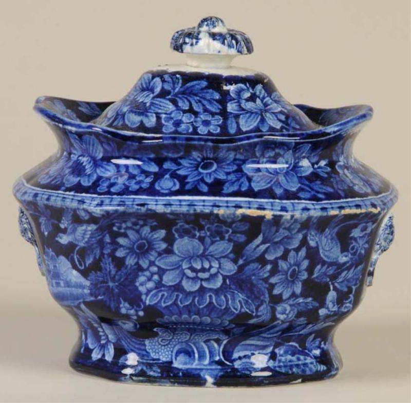 Appraisal: Staffordshire Historical Blue Sugar Bowl by Clews Description Floral decorated