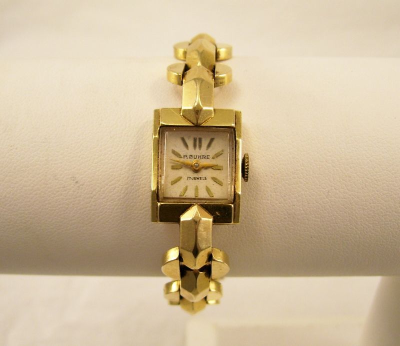 Appraisal: kt P Buhre Ladies Wristwatch jewels Band and back of