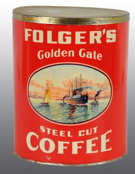 Appraisal: -Pound Folger's Golden Gate Coffee Tin Description Manufactured by A