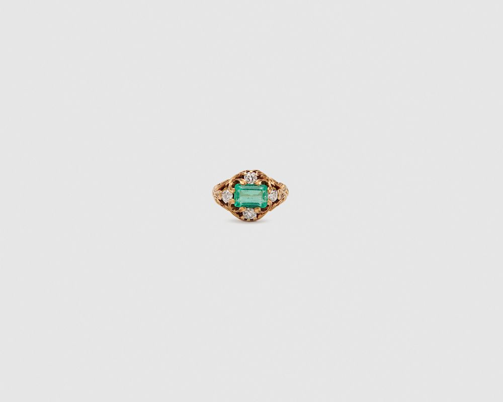 Appraisal: J E CALDWELL CO K Gold Emerald and Diamond Ring