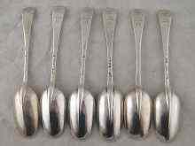 Appraisal: A matched set of six Georgian silver rattail tablespoons all