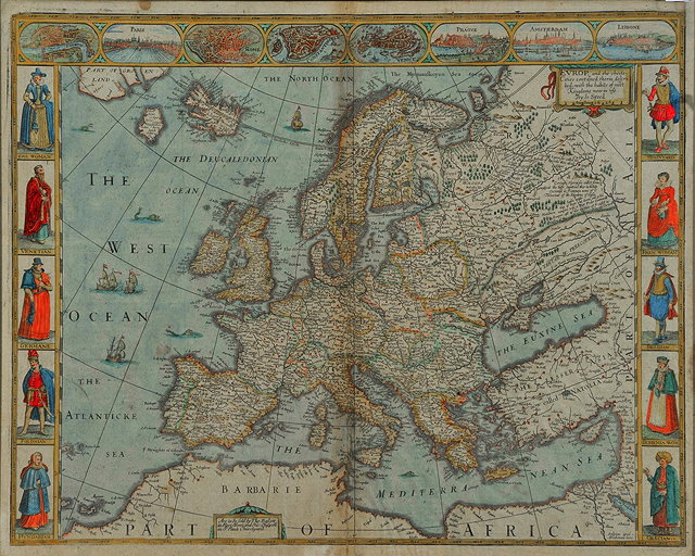 Appraisal: JOHN SPEED'Europ and the Cheife Cities contayned therin' double-page engraving