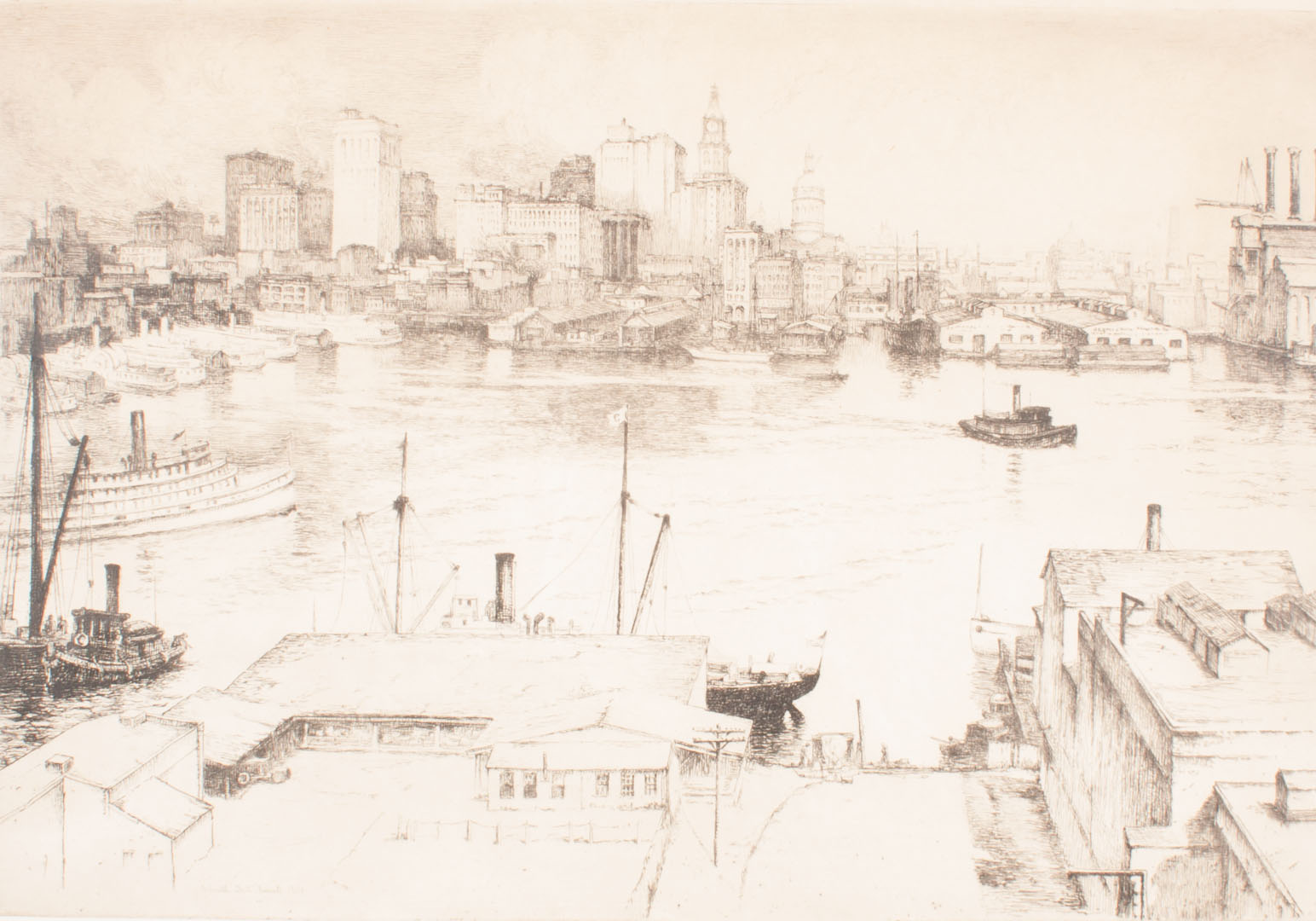 Appraisal: Gabrielle Clements The Harbor etching Gabrielle DeVaux Clements American -