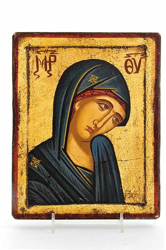 Appraisal: Russian icon late th century VIRGIN MARY painted and gilt