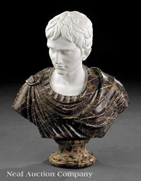 Appraisal: A Continental Marble Bust of Caesar Augustus th c the