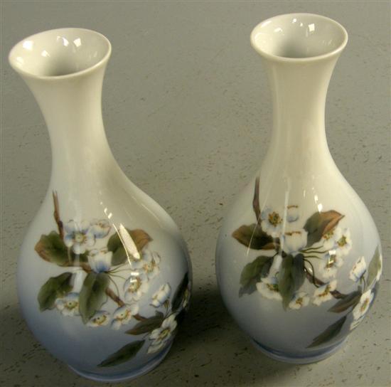 Appraisal: Pair of Royal Copenhagen porcelain vases painted with flowers h