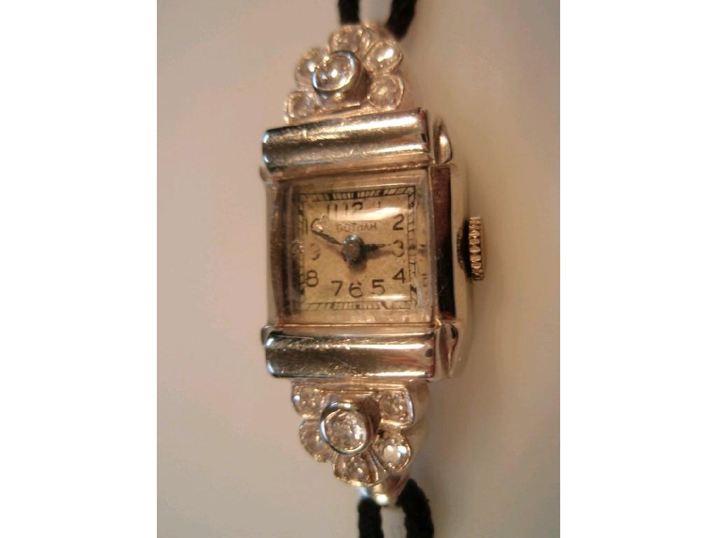 Appraisal: A Gotham white metal diamond set cocktail watch stamped K