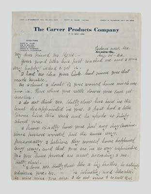 Appraisal: George Washington Carver letter two pages hand written in black