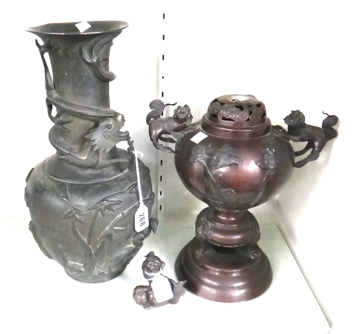 Appraisal: A Chinese bronze vase late th century of bottle form