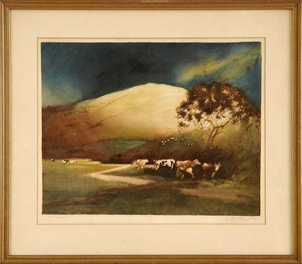 Appraisal: EUROPEAN SCHOOL THE COMING STORM Lithograph in colors x in