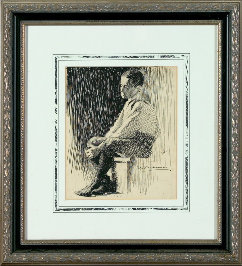 Appraisal: Ellsworth Woodward American New Orleans - Seated Pensive Boy ink