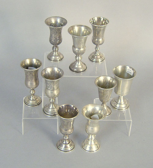 Appraisal: Nine sterling silver cups h - h approx troy oz