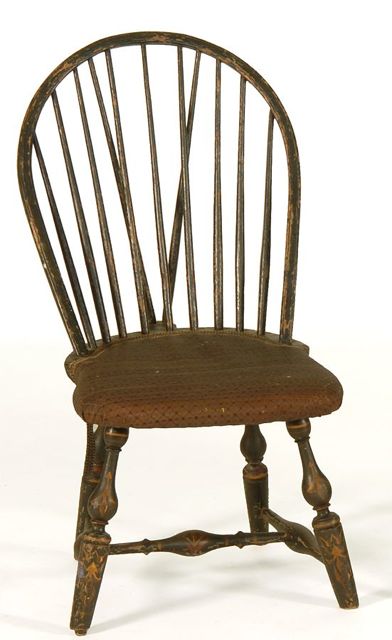 Appraisal: ANTIQUE AMERICAN BOWBACK BRACE-BACK WINDSOR SIDE CHAIR Rhode Island Late