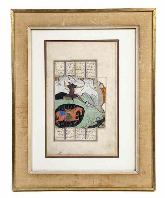 Appraisal: A Safavid Miniature th century depicting two men and a