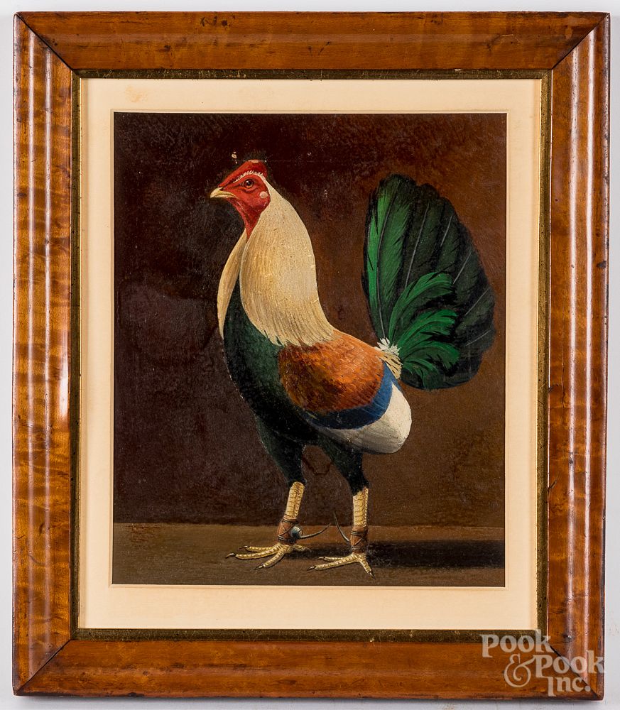 Appraisal: Oil on board of a gamecock ca Oil on board