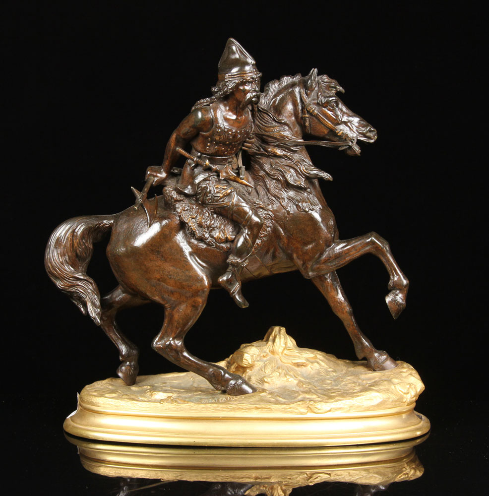 Appraisal: - Sculpture of Arab Man on Horseback Bronze Sculpture of