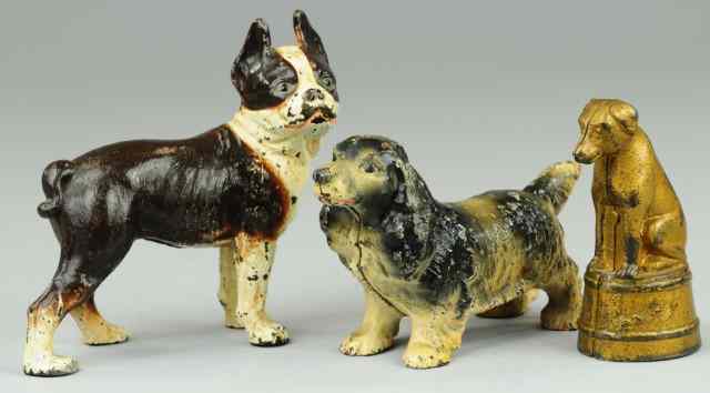 Appraisal: GROUPING OF DOG STILL BANKS Cast iron includes Spaniel no