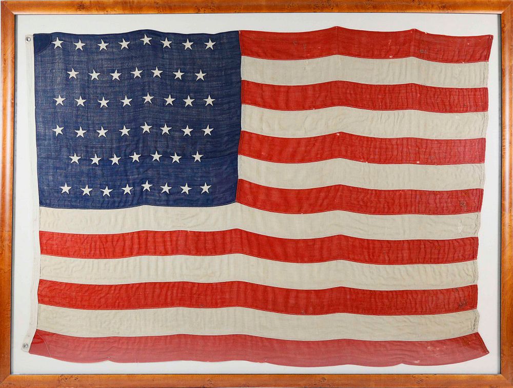 Appraisal: Antique Star American Flag Antique Star American Flag flown from