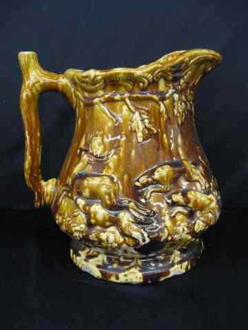 Appraisal: Bennington Pottery Pitcher fox hunt scenes th century '' scarce